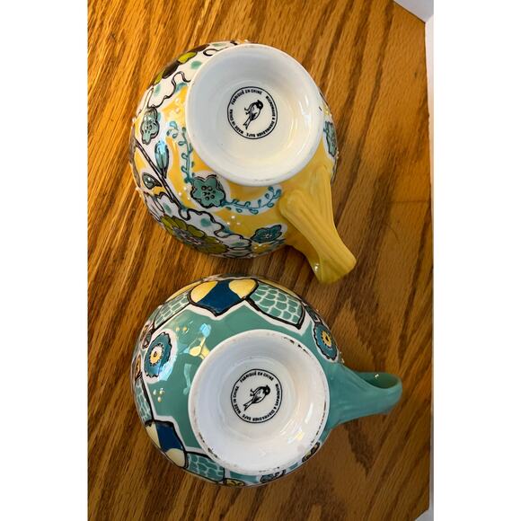 Anthropologie Elka Ayaka Floral Twisted Handle Footed Tea Cups Set of 2 - Picture 6 of 10